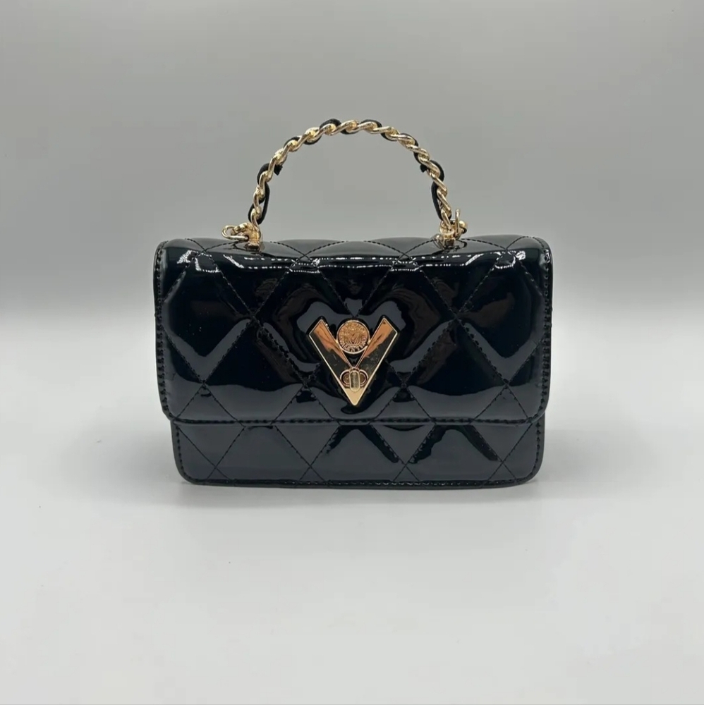 NWT! Valentino Orlandi Patent Vegan Leather handbag/crossbody (msrp $349) black